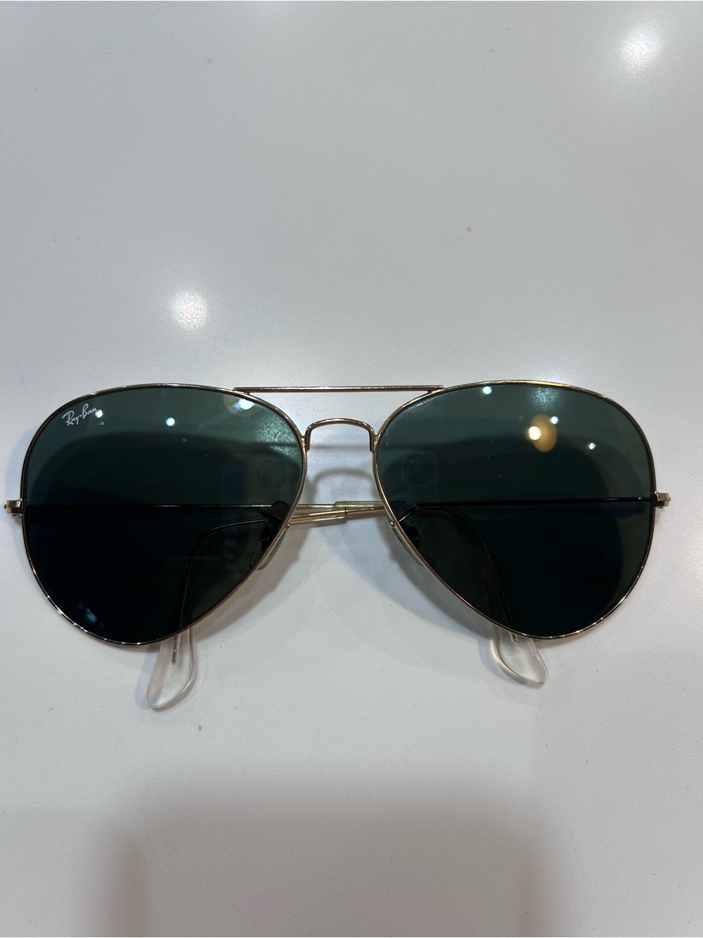 Ray-Ban Aviator Sunglasses in Dark Green Lenses with Gold Frame